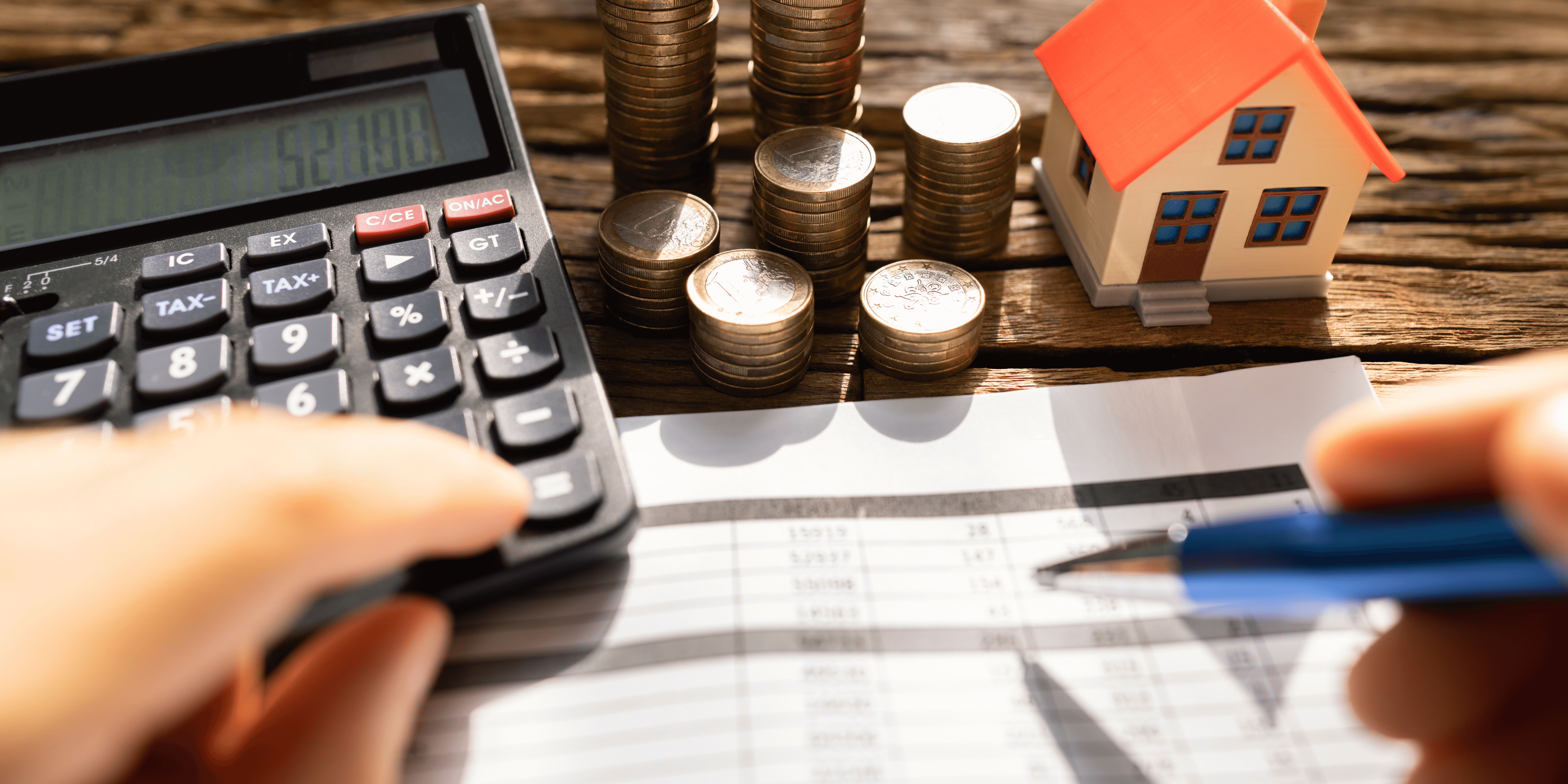 Persons point of view working out money calculations. 