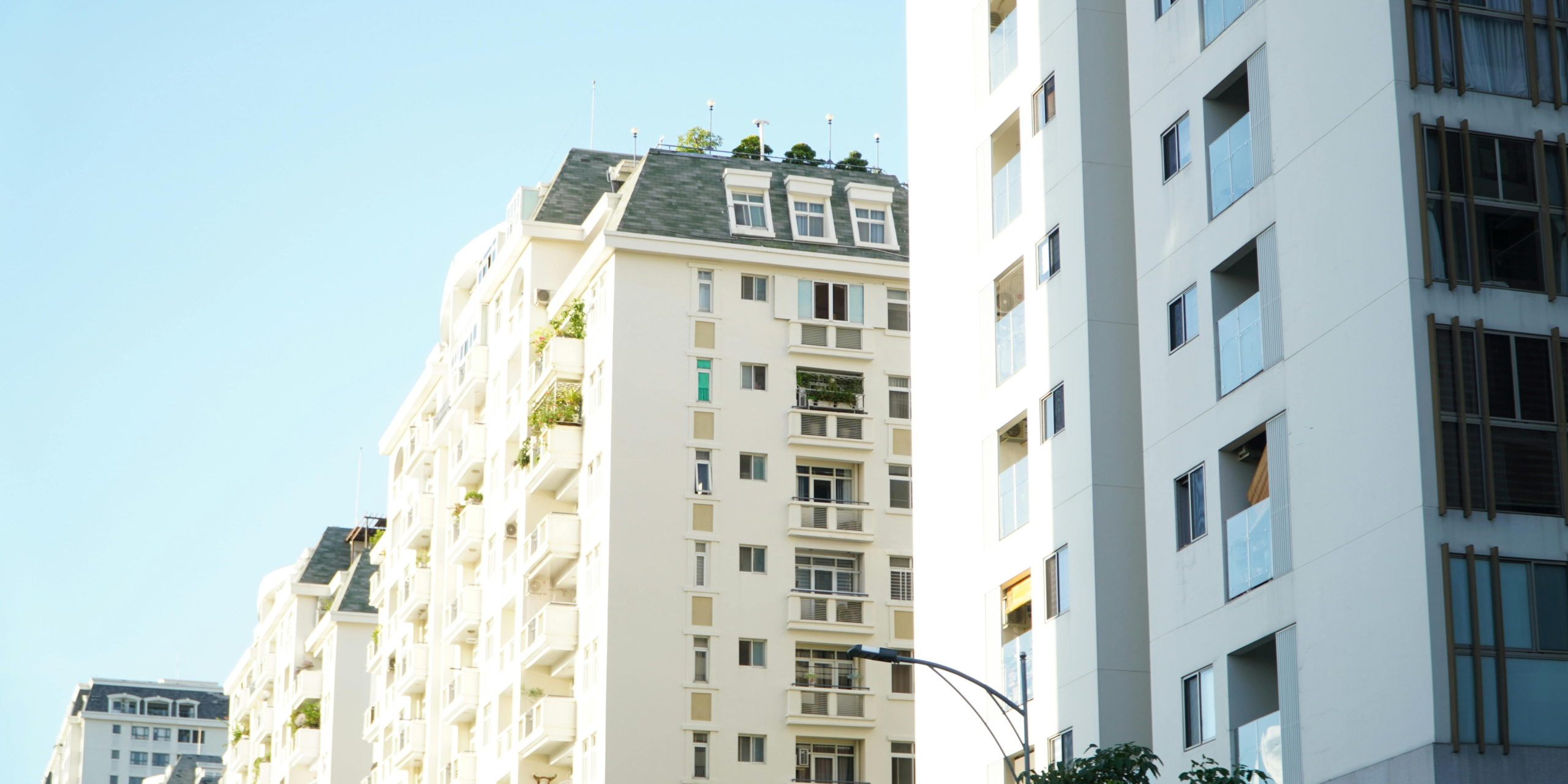 Large white buildings